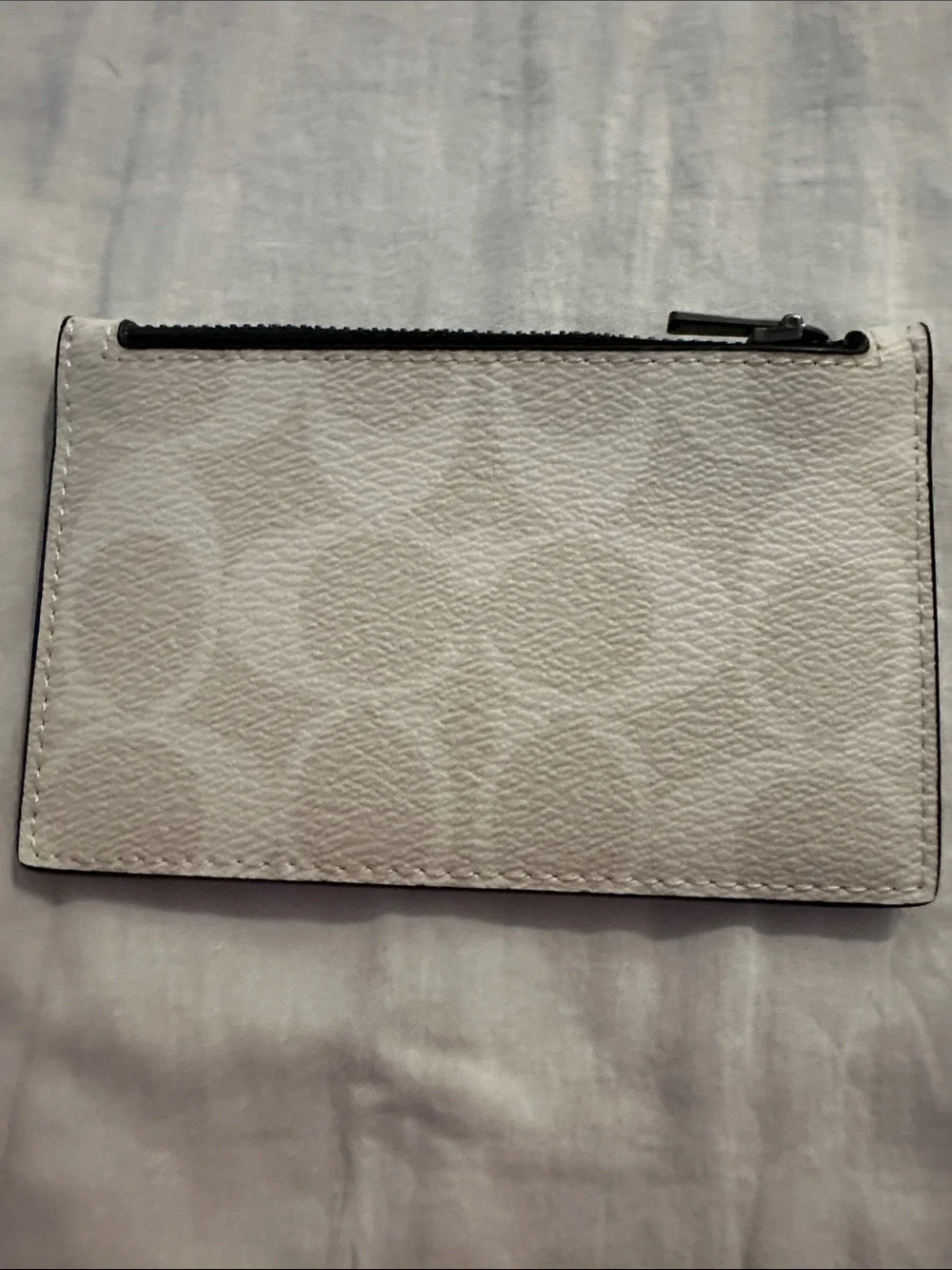 Coach White Signature Canvas Card & Key Holder